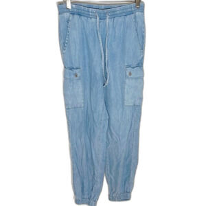 Love Tree Tencil Chambray Cargo Pull On Jogger Pants Blue Size Small
